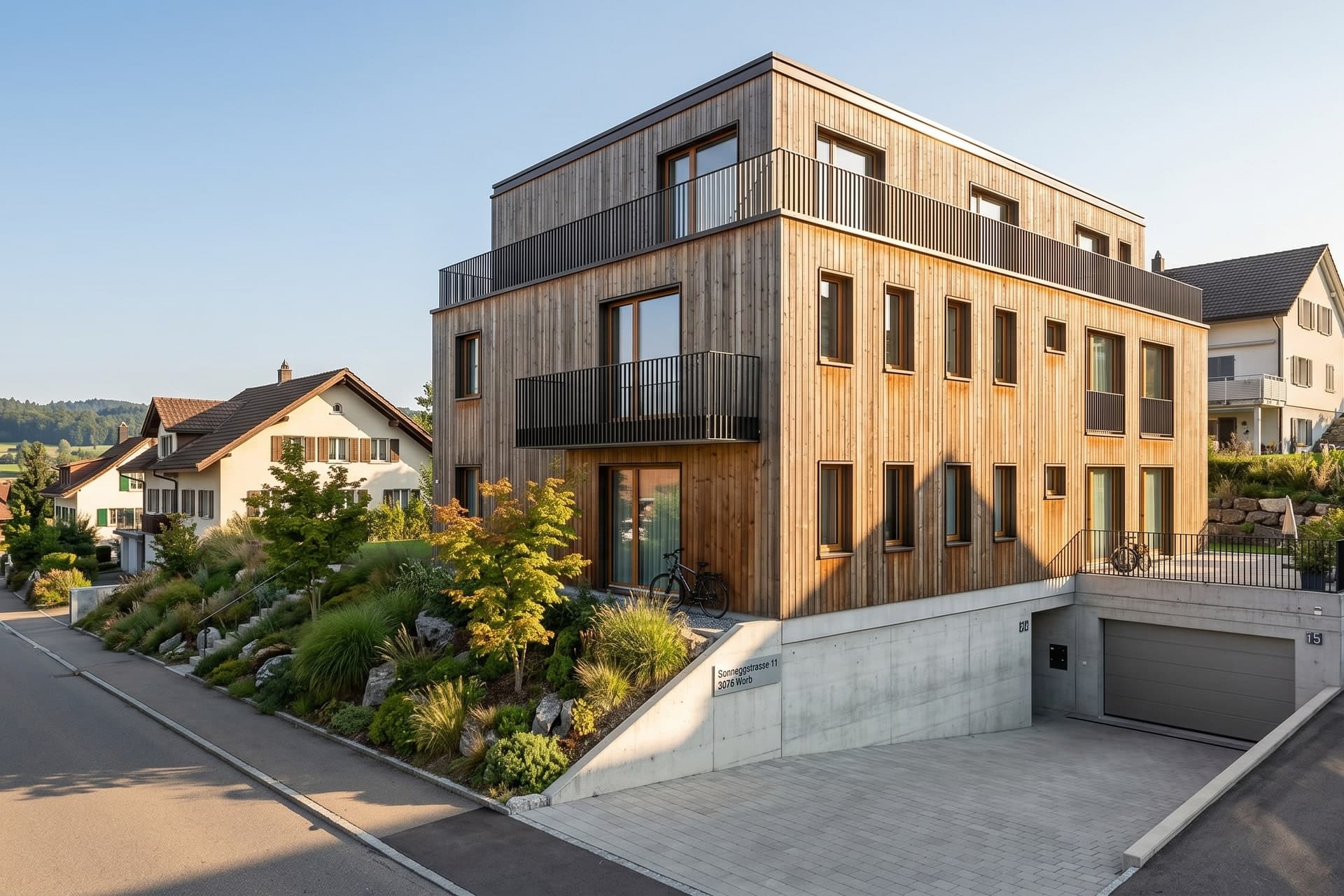 Alterswohnungen Worb — Aussenvisualisierung von AOB Architekten