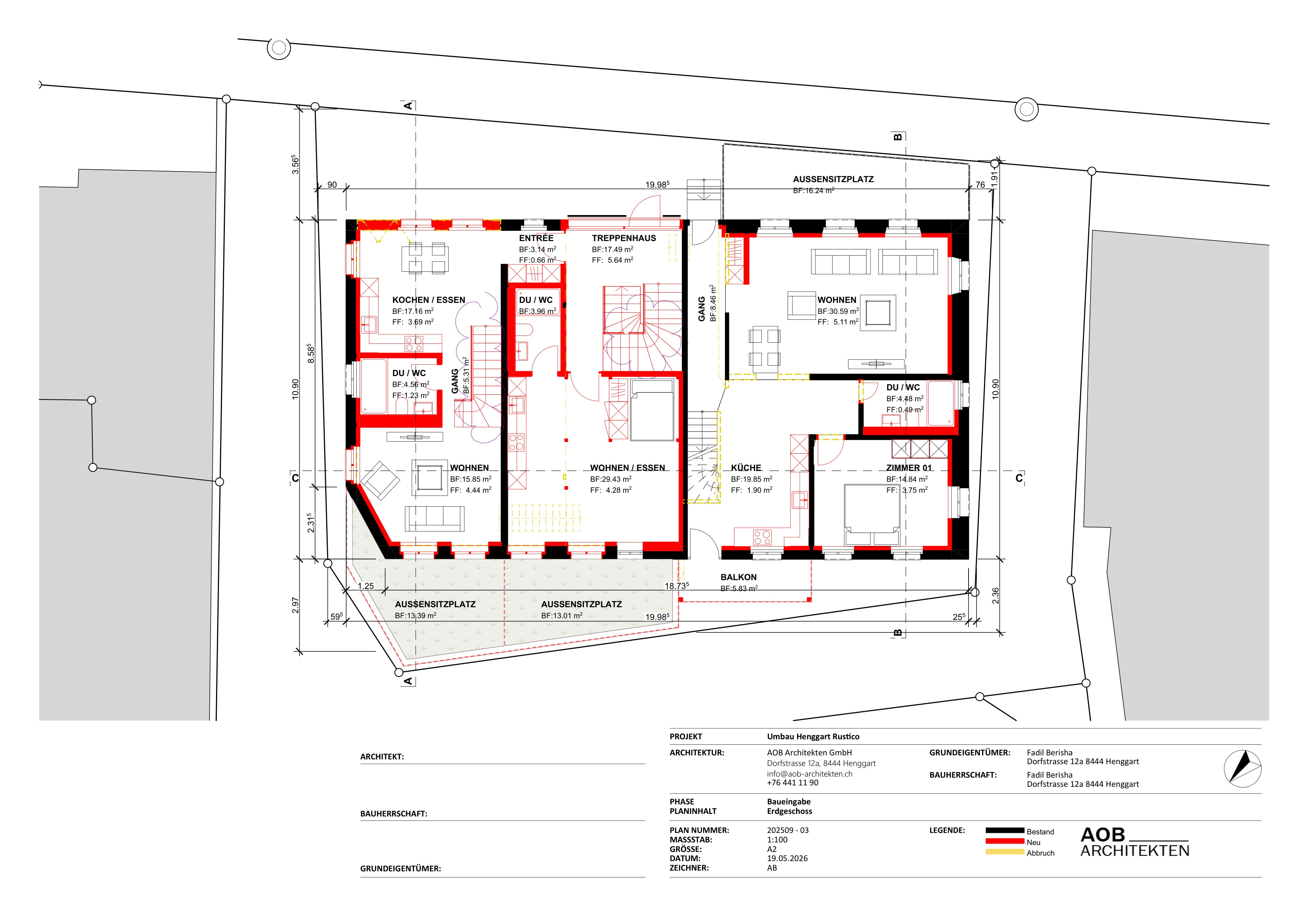 Baueingabe Umbau Bauernhaus Henggart — Grundriss Erdgeschoss